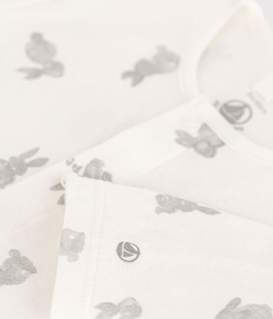 Pigiama bebè in tubique con coniglietti bianco MARSHMALLOW/grigio GRIS