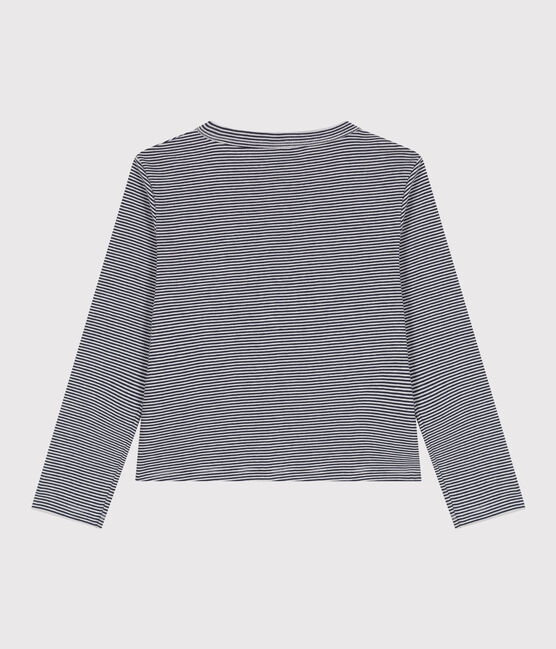 Cardigan in cotone a righe bambina blu SMOKING/bianco MARSHMALLOW