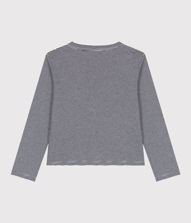 Cardigan in cotone a righe bambina blu/bianco