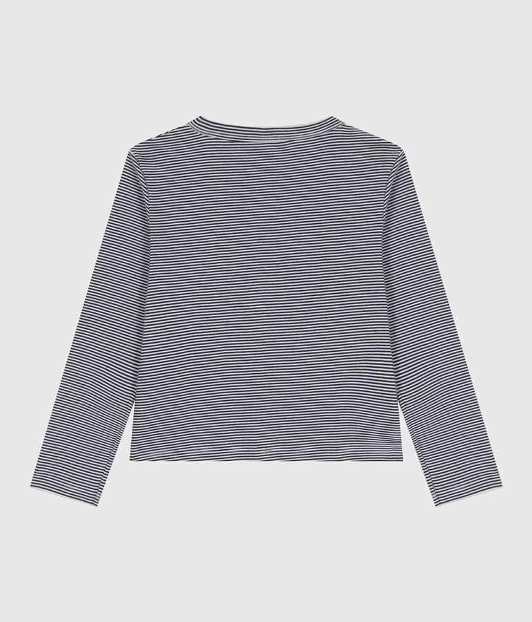 Cardigan in cotone a righe bambina blu/bianco