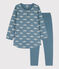 Camicia da notte e leggings in materiale felpato e cotone per bimbe, con fantasia volatile blu ROVER/bianco MARSHMALLOW