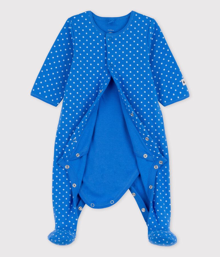 Bodyjama beb&egrave; in cotone biologico blu/bianco