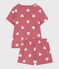 Pigiama corto in cotone a cuori bambina rosa ROSEWOOD/ MARSHMALLOW