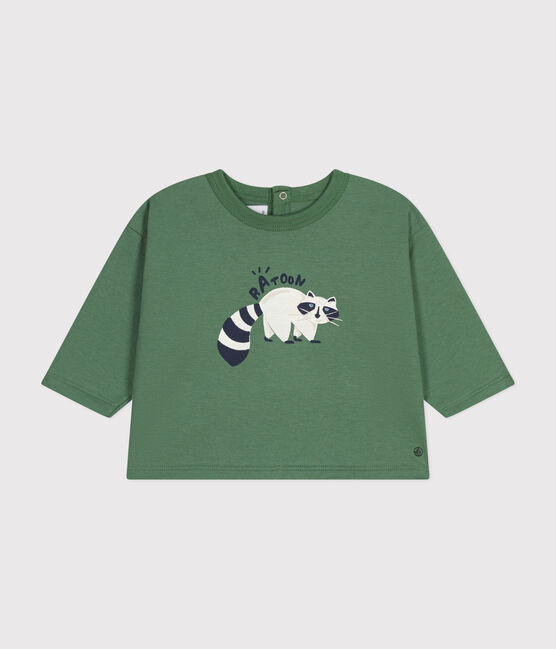 T-shirt a maniche lunghe in jersey sottile neonato verde PALMERAIE