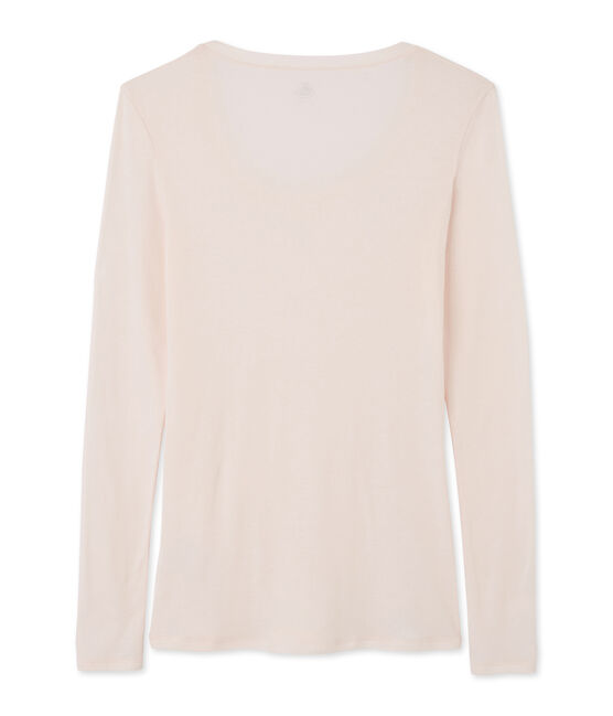 T-shirt a manica lunga con scollo rotondo donna rosa FLEUR