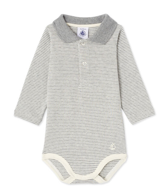 Body bebé maschio in millerighe grigio SUBWAY/beige COQUILLE