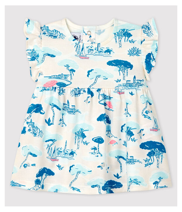 Blusa fantasia senza maniche in jersey beb&egrave; femmina bianco/multicolore