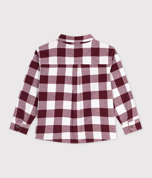 Camicia in cotone a quadri bambino marrone/beige