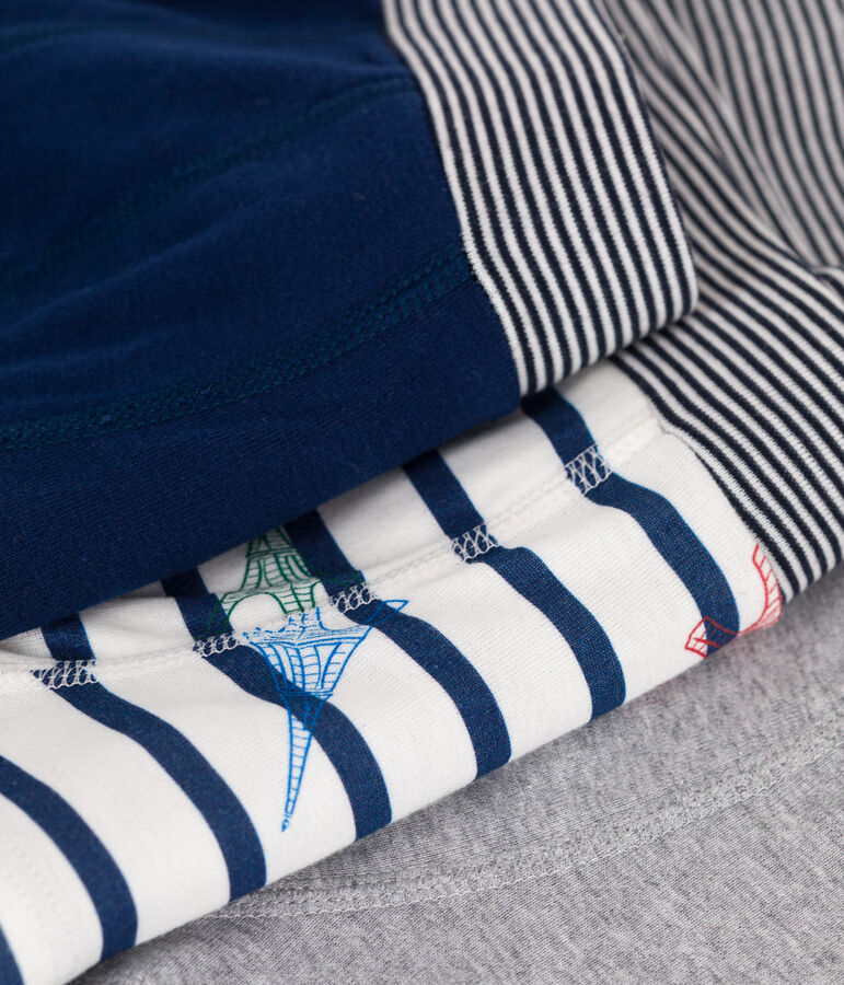 Set di 3 boxer in cotone con stampa Parigi e vita rivestita bambino multicolore