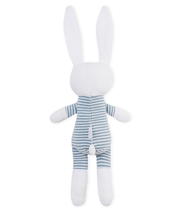 Doudou coniglietto beb&egrave; in jersey blu/bianco