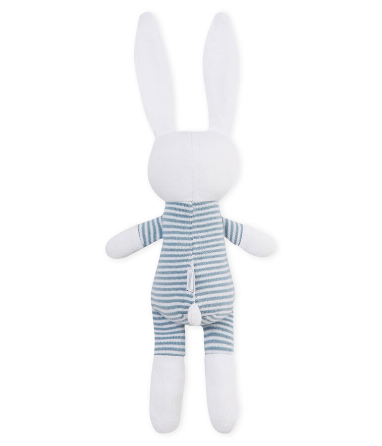 Doudou coniglietto beb&egrave; in jersey blu/bianco