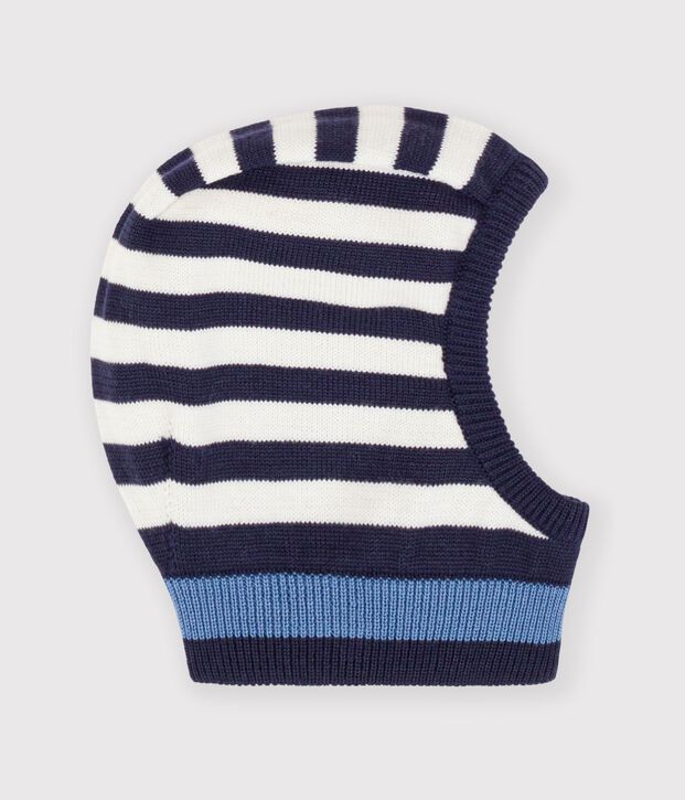 Passamontagna in misto lana e cotone a righe neonato blu/multicolore