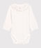 Body con colletto bebè femmina in cotone biologico bianco MARSHMALLOW
