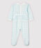Tutina pigiama quadrettini vichy blu bebè femmina in cotone bianco MARSHMALLOW/blu JASMIN