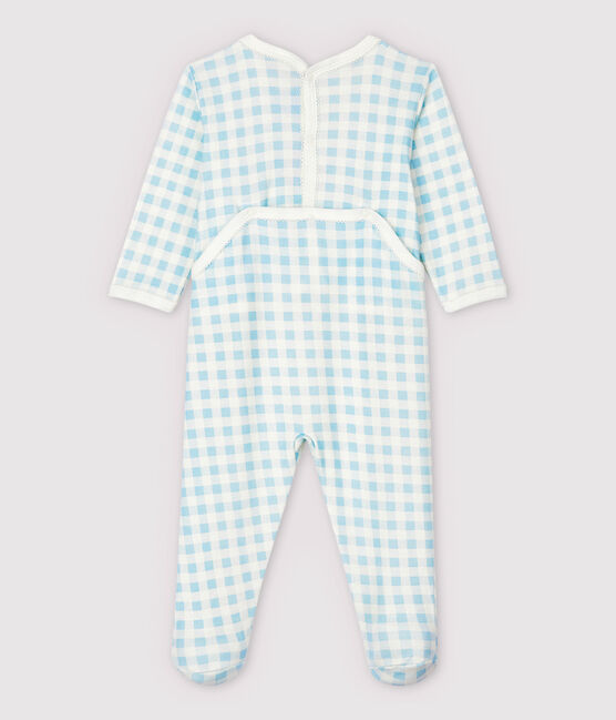 Tutina pigiama quadrettini vichy blu bebè femmina in cotone bianco MARSHMALLOW/blu JASMIN
