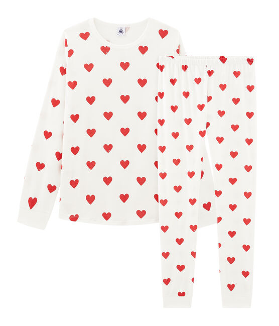 Pigiama ragazza - ragazzo a costine bianco MARSHMALLOW/rosso TERKUIT