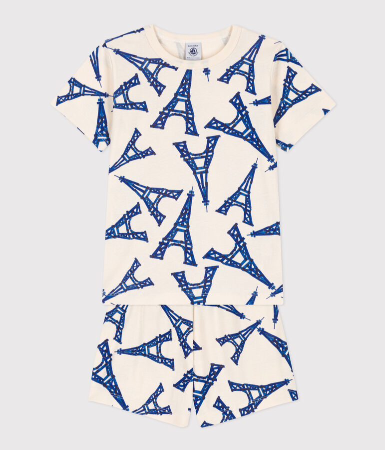 Pigiama corto bambino unisex in cotone bianco AVALANCHE/ MULTICO