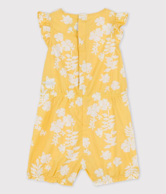 Tutina corta bebè in popeline fantasia hawaiana giallo ORGE/bianco MARSHMALLOW