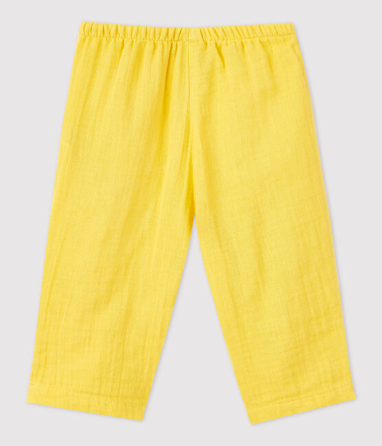 Pantaloni bebè in garza di cotone biologico giallo ORGE