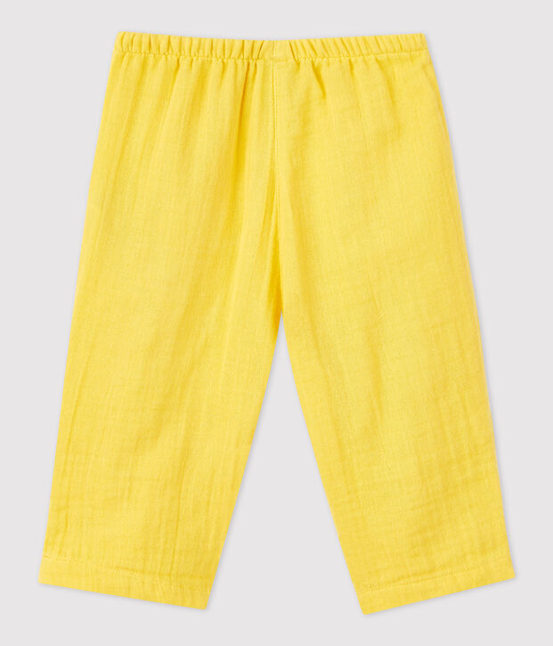 Pantaloni beb&egrave; in garza di cotone biologico giallo
