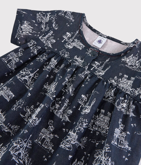 Blusa manica corta in tubique bambina blu SMOKING/bianco ECUME
