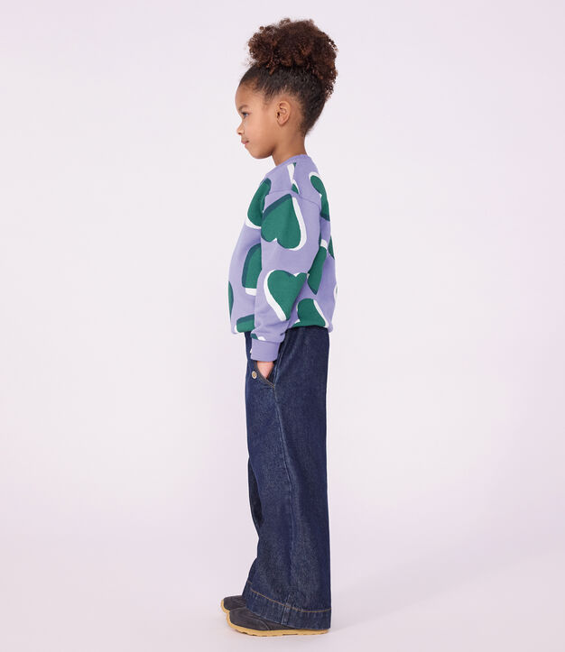 Pantaloni a gamba ampia in denim bambina blu
