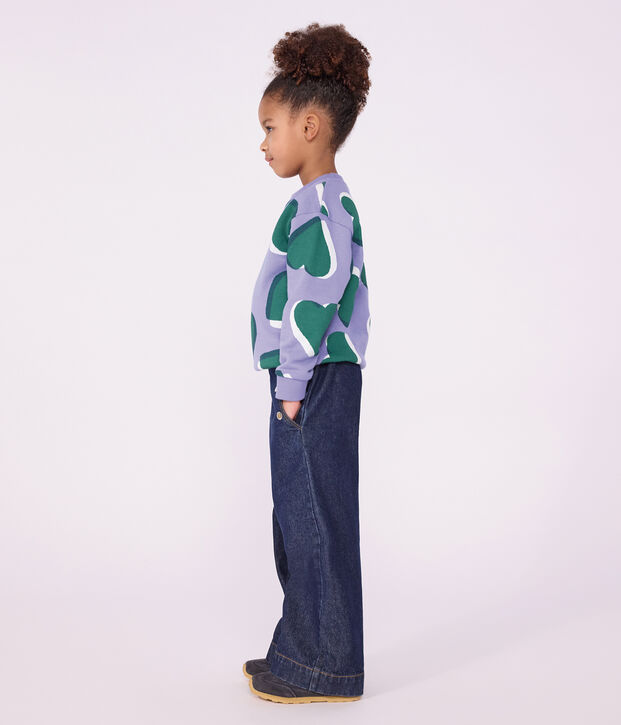 Pantaloni a gamba ampia in denim bambina blu