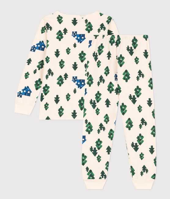Pigiama chalet bambino unisex in tessuto felpato bianco AVALANCHE/ MULTICO