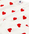 Pigiama bambino fantasia cuori a costine bianco MARSHMALLOW/rosso TERKUIT