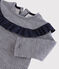 Blusa a manica lunga bebè femmina blu SMOKING/bianco MARSHMALLOW
