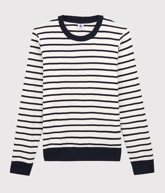 T-shirt marinière in cotone Donna bianco MARSHMALLOW/blu SMOKING