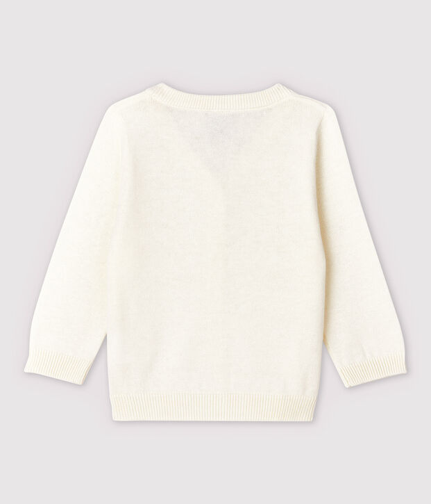 Cardigan in tricot jersey cotone/lino beb&egrave; maschio bianco