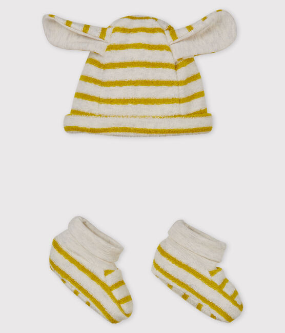 Cuffietta e babbucce bebè unisex a righe variante 2