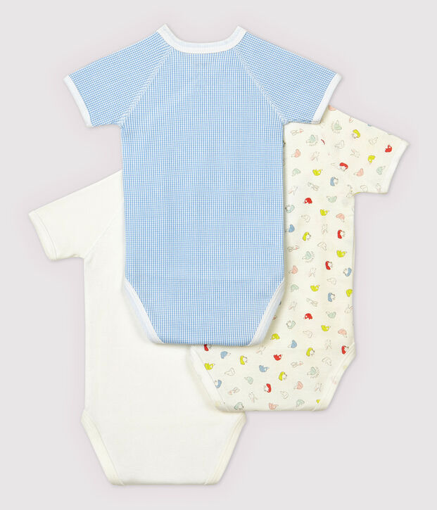 Confezione da 3 body incrociati manica corta beb&egrave; in cotone biologico multicolore