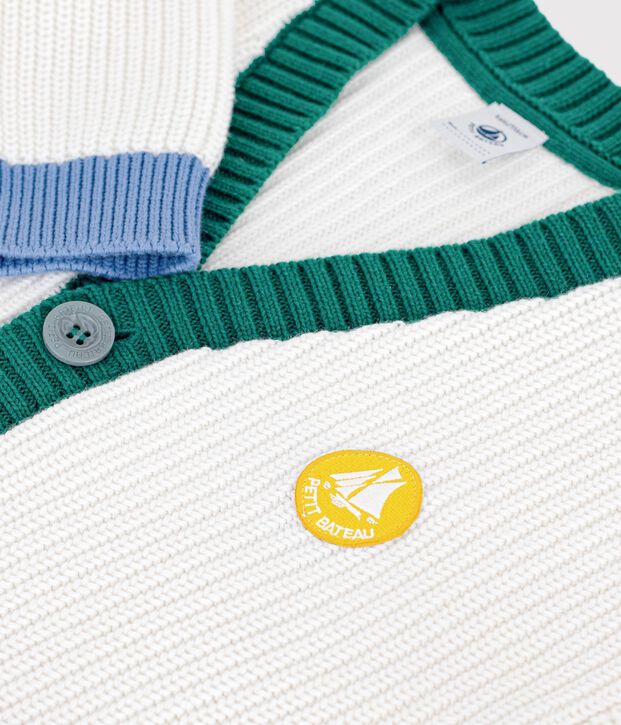 Cardigan in cotone tinta unita bambino bianco/multicolore