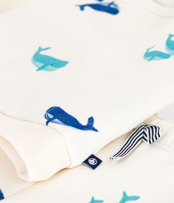 Set felpa e pantaloni in cotone con balena stampata neonato MILK/ MULTICO