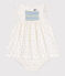 Abito bianco neonato in cotone e bloomer coordinato con stampa a pois bianco MARSHMALLOW/bianco MULTICO