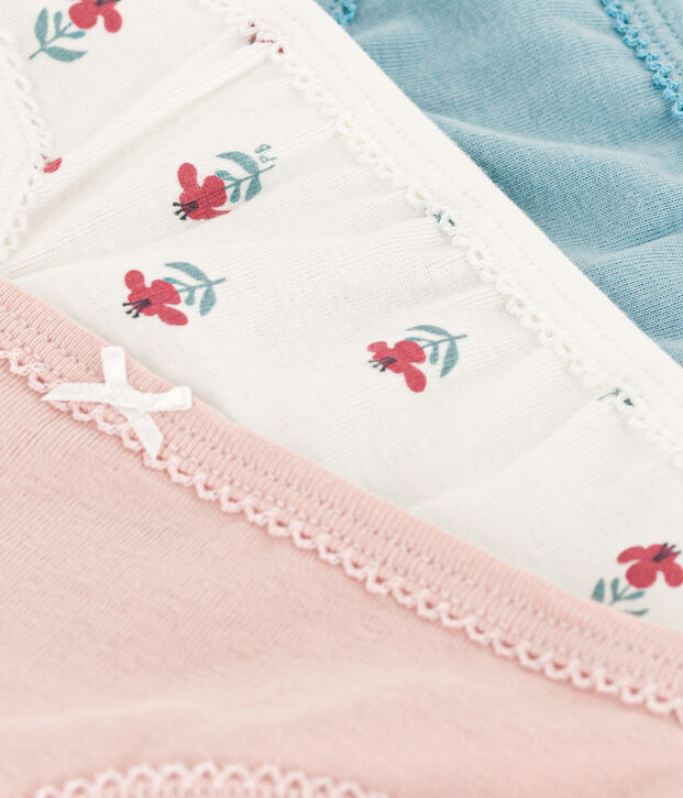Confezione da 3 slip a fiori in cotone bambina multicolore