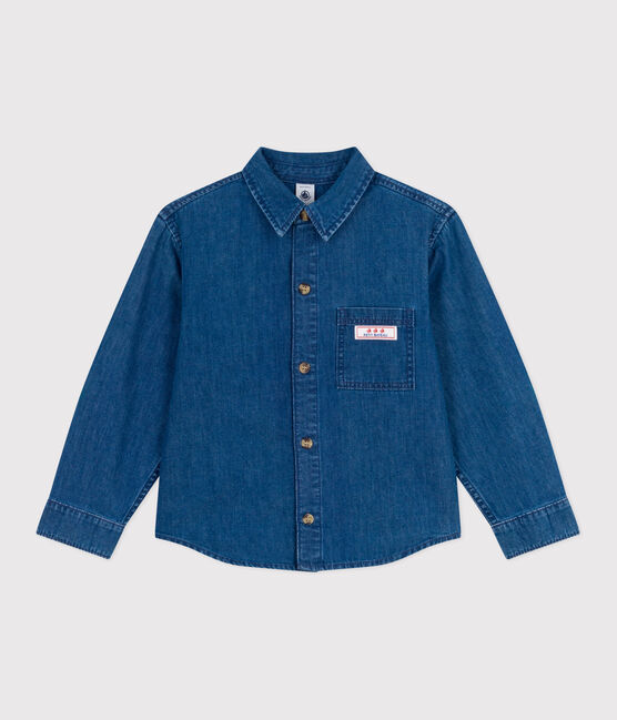 Camicia di jeans tinta unita bambino. blu DENIM MOYEN