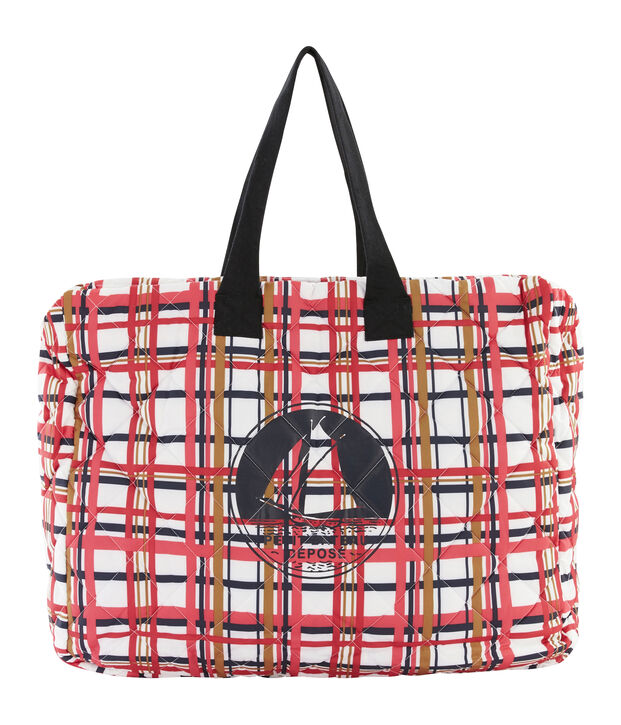 Shopping bag trapuntata bianco/multicolore