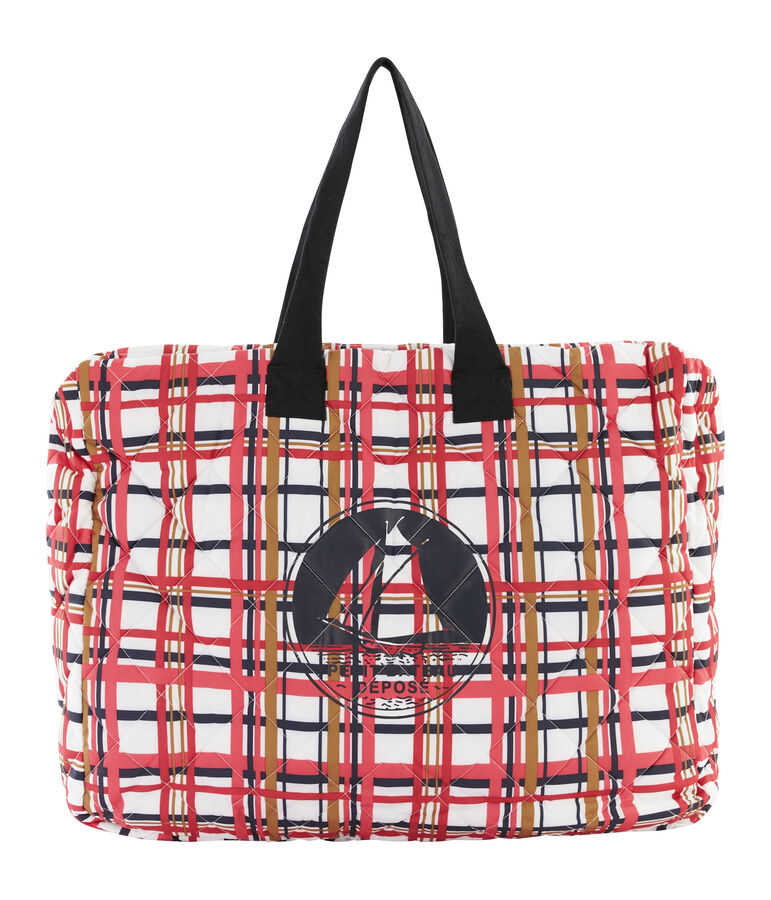 Shopping bag trapuntata bianco/multicolore