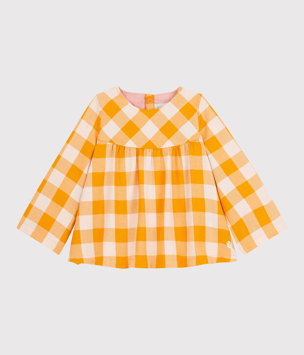 Blusa in flanella beb&egrave;. giallo/rosa