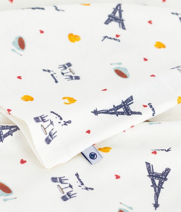 Pigiama bambino in cotone con stampa Parigi bianco/multicolore