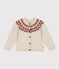 Cardigan jacquard lana e cotone bambina beige MONTELIMAR/bianco MULTICO