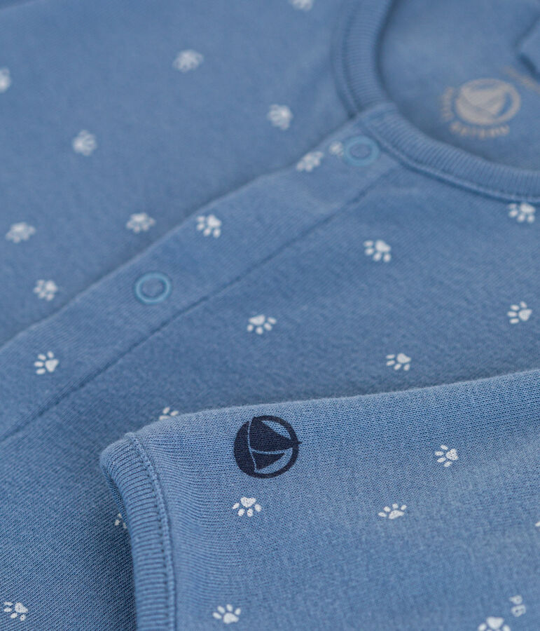 Pigiama beb&egrave; in cotone blu/bianco