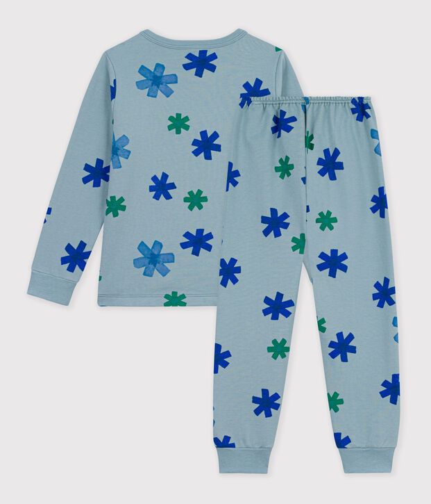 Pigiama bambino in tessuto felpato con fiocchi di neve stampati grigio/multicolore