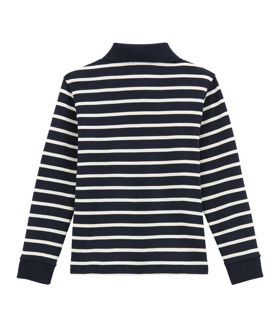 Polo maniche lunghe per bambino blu SMOKING/beige COQUILLE