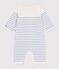 Tutina in maglia di misto lana e cotone a righe neonato blu/blu