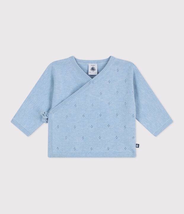 Brassi&egrave;re con incrocio in maglia traforata di misto lana e cotone neonato FLO