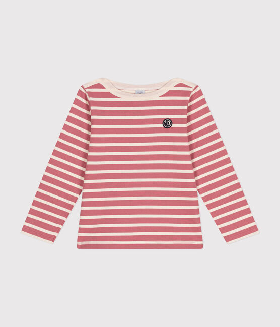 Iconica maglia a righe alla marinara in cotone bambina/bambino rosa ROSEWOOD/ AVALANCHE